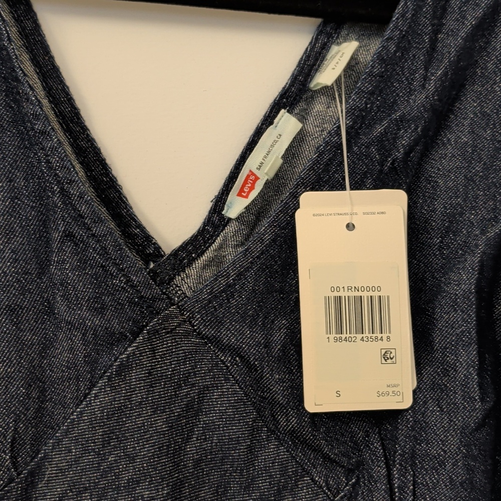 NWT Levi's Atalia Linen+ Denim Midi Slip Dress Dark Blue Size S - Picture 7 of 10